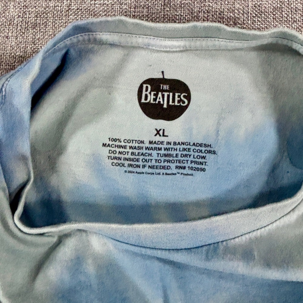 The Beatles Mens Good Day Sunshine Tie Dye T-Shirt XL Blue Cotton Band Tee - Picture 4 of 10